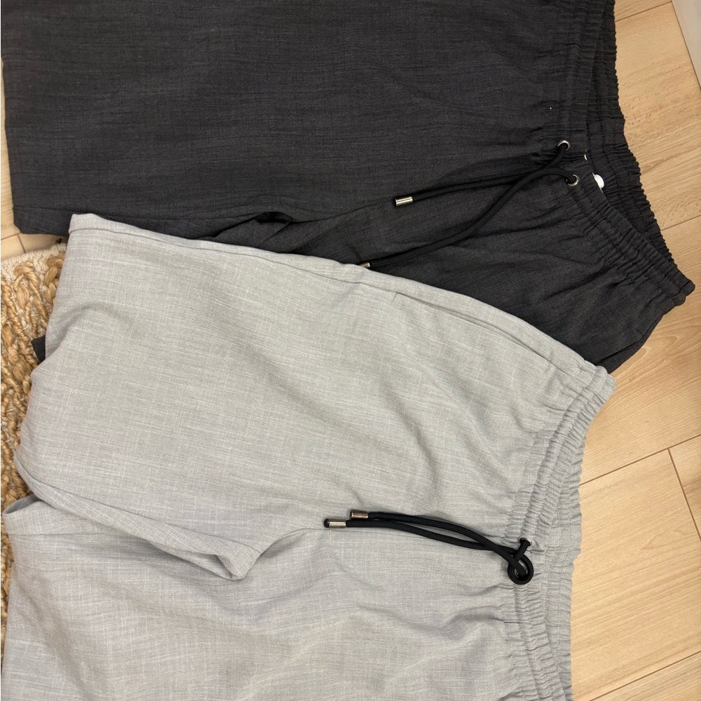 Zara Men's Drawstring Shorts in Light Gray and Charcoal